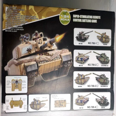 1:24 Scale RC BATTLE TANK SET W/Smoke, Lights & Sound (NEW) - Image 1 of 4