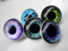 5  Unusual Glass Eye Domed Pin Badges Creepy Macabre zps3