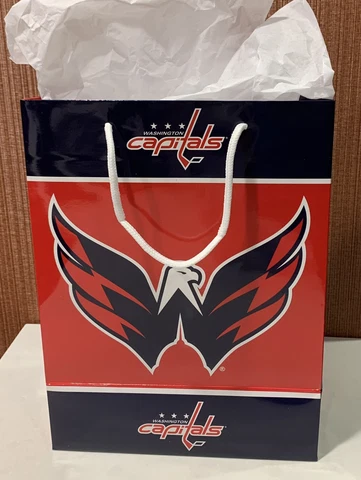 Washington Capitals Official 13 Inch X 10 IN Glossy Gift Bag W/ White Gift Paper Cover