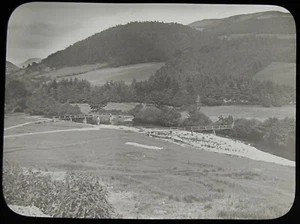 Magisches Laternendia ZWEI BRÜCKEN UM 1900 FOTO IRLAND CO ANTRIM ? FLUSSBUCHSE ? - Bild 1 von 2