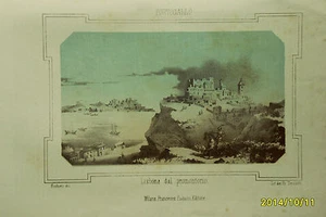 LISBONA DAL PROMONTORIO.-F.Pagnoni 1863 Orig.Col.Lithos - Bild 1 von 1