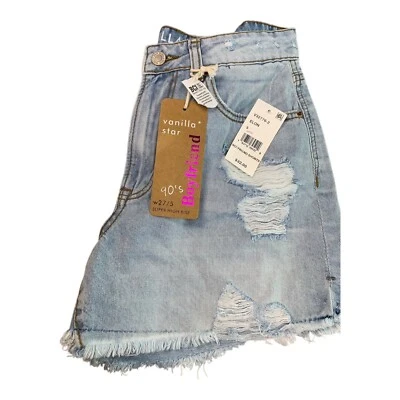 Vanilla Star NWT 5 Junior Blue Elon Boyfriend 90's High Rise Shorts #1794D - Image 1 of 4