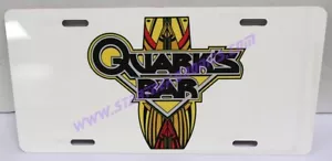 Star Trek: Deep Space Nine QUARK'S BAR Logo on White METAL LICENSE PLATE 12"x6"! - Picture 1 of 1