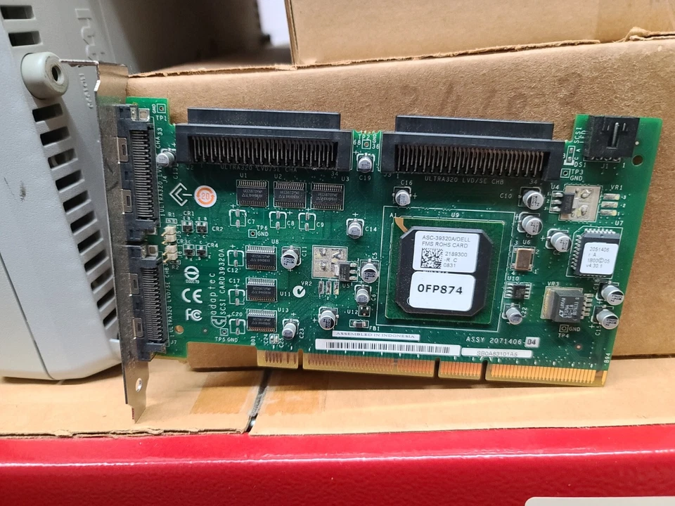 - DELL Adaptec Dual Channel PCI-X SCSI Card ASC-39320A | 0FP874 | FP874 - Image 1 of 4