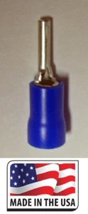 (25) 16-14 BLUE VINYL INSULATED PIN TERMINAL WIRE CRIMP CONNECTOR MADE IN USA - Picture 1 of 1