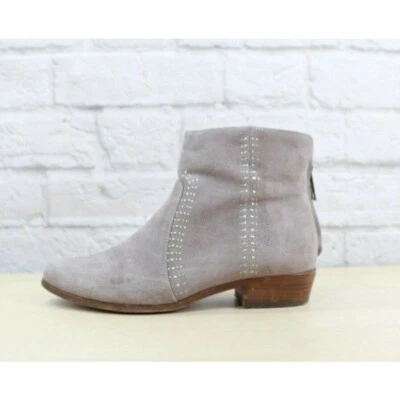 Joie Women's Lucy Gray Suede Silver Stud Back Zip Wooden Heel Ankle Boots US 6 - Image 1 of 4