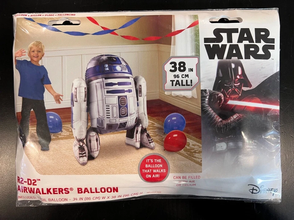 38" Star Wars R2D2 Airwalker Foil Balloon Party Walks On Air New Disney NIB - Image 1 of 3