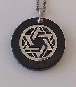 Vintage Genuine Ebony Wood Sterling Silver Star of David Pendant Necklace  - Imagen 1 de 12