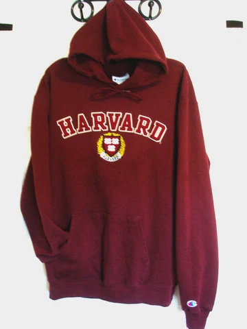 LARGE VINTAGE CHAMPION SEWN HARVARD CRIMSON PULLOVER HOODIE JACKET-EUC Cover