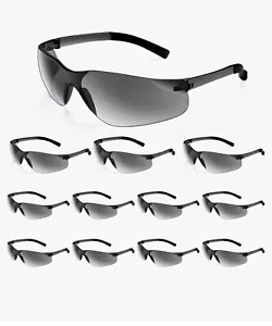 30 Pair Safety Glasses Protective Grey SMOKE Lens Eye Protection Goggles - Picture 1 of 6