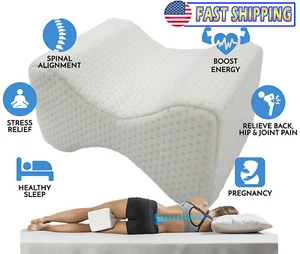 Orthopedic Knee Memory Foam Pillow Ergonomic Wedge & Lumbar Alignment Side Sleep - Picture 1 of 4