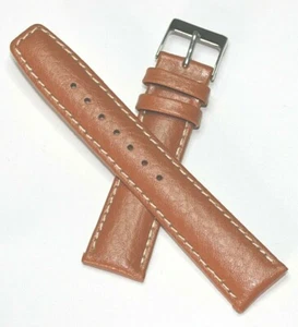 CINTURINO OROLOGIO IMBOTTITO PELLE MARRONE CHIARO 20MM STILE PELLE DI MAIALE ALTA QUALITÀ E SPEDIZIONE GRATUITA UK - Foto 1 di 8