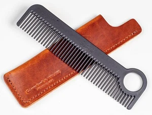 Chicago Comb No. 1 Carbon Fiber + Horween Tan Scheide, Made in USA - Bild 1 von 8