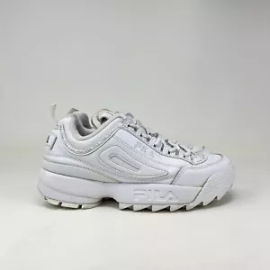 Fila White Leather Disruptor II Chunky Athletic Casual Shoes Women's Size 8 - Picture 1 of 9