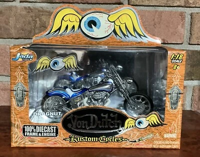 Jada Toys Von Dutch Kustom Cycles  1:18 DRAGNUT  BLUE & White 100% DIE-CAST - Image 1 of 4