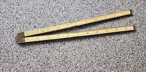 Antique STANLEY Rule No. 62 ( 1/2" X 24") Boxwood Brass Folding Rule Ruler