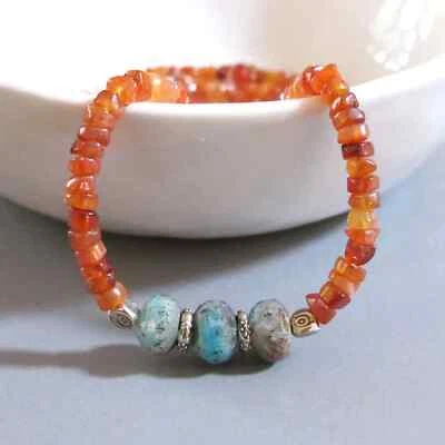 Collar bohemio de plata esterlina Larimar cornalina djs Sundance Sol catálogo Lk Foto 1 de 4