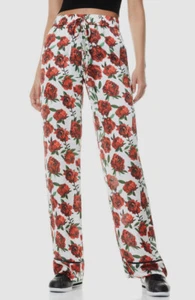 $295 Alice + Olivia Women's White Floral Meera Pajama Pants Sleepwear Size M - Picture 1 of 4