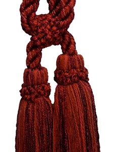 Conso Marquise P87 WINE DARK RUST Drapery Curtain Double 5.5" Tassel Tieback - Picture 1 of 1