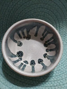Small Grey Cereal Bowl with splatter of blue on the inside hand made ceramic - Picture 1 of 9