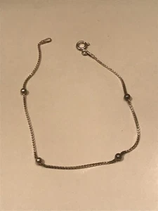 Signed JCM 925 STERLING Italy & ROUND Beads 7.5” Chain Bracelet Minimalist - Picture 1 of 10