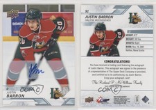 2018-19 Upper Deck CHL Auto Justin Barron #91 Auto