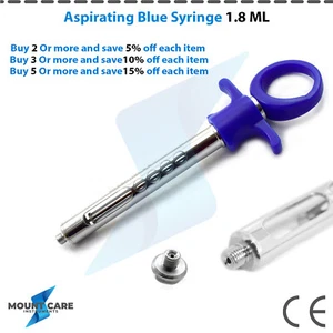 Dental Anesthetic Syringe Self-Aspirating 1.8ml Auto Passive BLUE Syringes - Picture 1 of 7