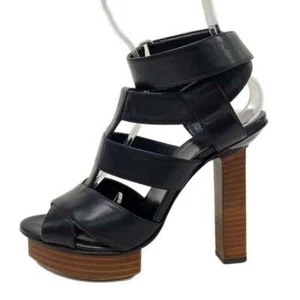 Auth PIERRE HARDY Black Leather Women's Sandals - Picture 1 of 9