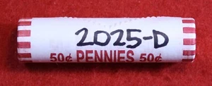 2025-D Lincoln Shield Cent Penny 50 Coin roll Uncirculated rolls - Picture 1 of 1