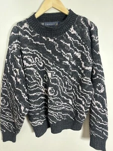 Crossings Vintage Grandpa Chunky USA MENS Medium CABIN SWEATER Pink Grey - Picture 1 of 4