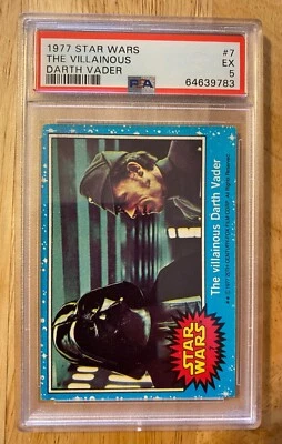 1977 Star Wars Card, Villainous Darth Vader # 7, PSA Graded: Excellent 5 - Image 1 of 2