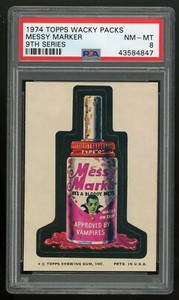 1974 Topps Wacky Packs 9th Series "MESSY MARKER" PSA 8 NM-MT #43584847