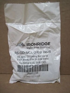 Ironridge RS-GD-MCL-200B Black Ground Mid Clamps for 1.22-1.37in Module BAG OF 4 - Picture 1 of 6