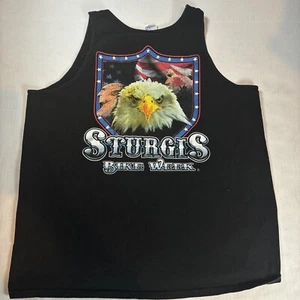 Vintage Y2K 2004 Sturgis Bike Week Biker Sleeveless Shirt Eagle Flag Mens XL - Picture 1 of 6
