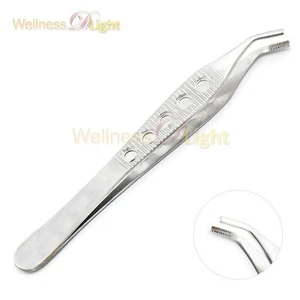 WDL Adson Tissue Forceps 9x9 Teeth 4.75" Curved Angled With Fenestrated Handle - Picture 1 of 3