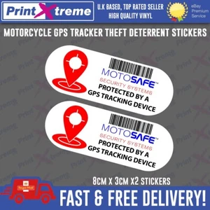 MOTORCYCLE GPS TRACKER STICKERS DECALS BIKE THEFT DETERRENT ALARM WARNING X2 - Picture 1 of 6