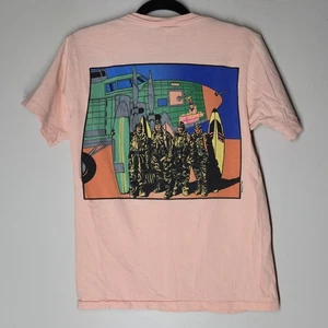 Vintage Hobie Surf T-Shirt 80s Single Stitch Size M Pink Double-Sided Military - Picture 1 of 8