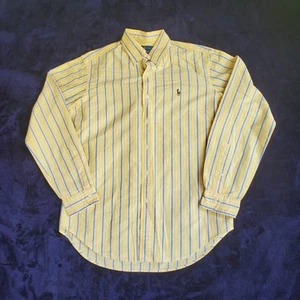Ralph Lauren Button Down Shirt Long Sleeve Blue Yellow Striped Men’s Size Medium - Picture 1 of 8