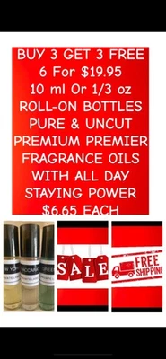 6 For $19.95 MEN Body Oil WOMEN Body Oil & UNISEX Body Oil Fragrances 10 ml - Image 1 of 4