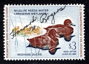 USA # RW27 (1960) 3 $ gebraucht - vz/s Entenmarke (rothaarige Enten) - Bild 1 von 2