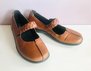 Womens HOTTER 5 - 38 Chestnut Tan Mary Jane Adjustable Strap Comfort Shoes - Picture 1 of 5