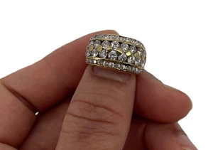 Gold Vermeil Sterling Silber 925 CZ Cluster breites Band Pavé Statement Ring breit - Bild 1 von 14