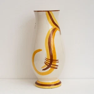 Hael Werkstätten Vase handbemalt glasiert Stempelmarke um 1930 gelb braun - Bild 1 von 5