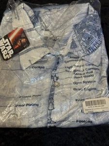 XXXL Disney Star Wars Camisa Botón Esquemática Halcón TIE Luchador AT AT NUEVO CON ETIQUETAS Bolso - Imagen 1 de 13
