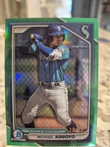 Bowman Chrome Michael Arroyo 2024/99 BCP-97 Green Refractor Mariners  - Imagen 1 de 2