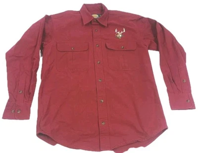 Vintage Cabelas Red Embroidered Deer Holiday LS Button Shirt Small Regular 159 - Image 1 of 4