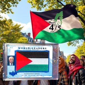DECISION WORLD LEADERS FLAG PATCH FREE PALESTINE MAHMOUD ABBAS BLUE FOIL 4/5 - Picture 1 of 2