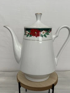 Deck The Halls Teekanne Kaffeekanne Weihnachtsstern Krone Ming Fine China Weihnachten - Bild 1 von 9