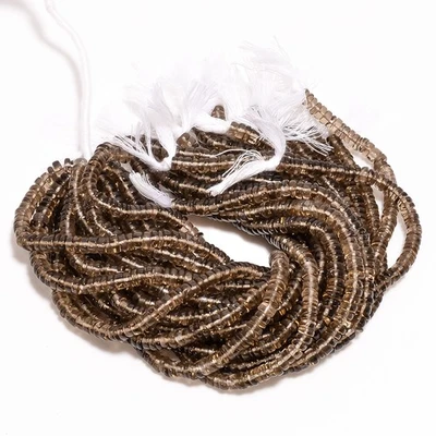 Pedra preciosa de quartzo esfumaçada formato Heishi contas lisas 5-6 mm fio 8" AB-356 - Imagem 1 de 2