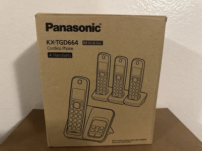 Panasonic KX-TGD664 Cordless Phone Metallic Black 4 Handsets & 1 Base~NEW in Box - Image 1 of 4